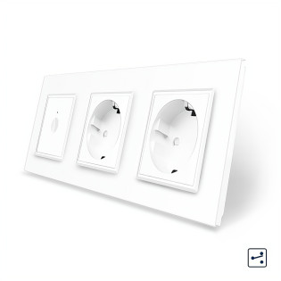 Сенсорный проходной выключатель Sense 1 сенсор 2 розетки Livolo белый стекло (VL-C7FC1S/FCTC16A/FCTC16A-6WP) Сенсорный проходной выключатель Sense 1 сенсор 2 розетки Livolo белый стекло (VL-C7FC1S/FCTC16A/FCTC16A-6WP)