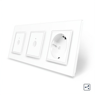 Сенсорный проходной выключатель Sense 2 сенсора (1-1) 1 розетка Livolo белый стекло Сенсорный проходной выключатель Sense 2 сенсора (1-1) 1 розетка Livolo белый стекло