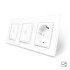 Сенсорный проходной выключатель Sense 2 сенсора (1-1) 1 розетка Livolo белый стекло