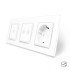 Сенсорный проходной выключатель Sense 3 сенсора (1-2) 1 розетка Livolo белый стекло