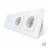 Сенсорный проходной выключатель Livolo 2 канала 2 розетки белый стекло (VL-C702S/C7C2EU-11)