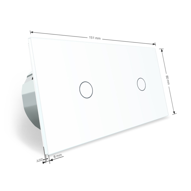 Сенсорный радиоуправляемый проходной выключатель Livolo 2 канала (1-1) белый стекло (VL-C701SR/C701SR-11)