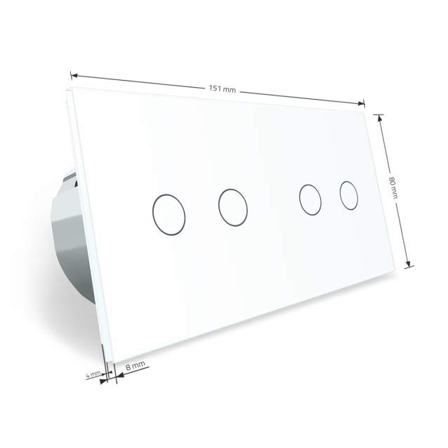 Сенсорный радиоуправляемый проходной выключатель Livolo 4 канала (2-2) белый стекло (VL-C702SR/C702SR-11)