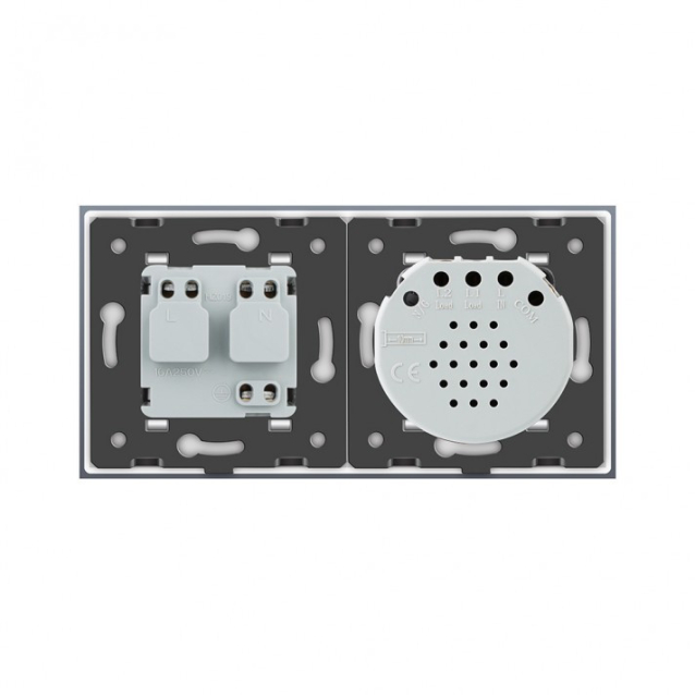 Сенсорный радиоуправляемый выключатель с розеткой Livolo белый стекло (VL-C701R/C7C1EU-11)