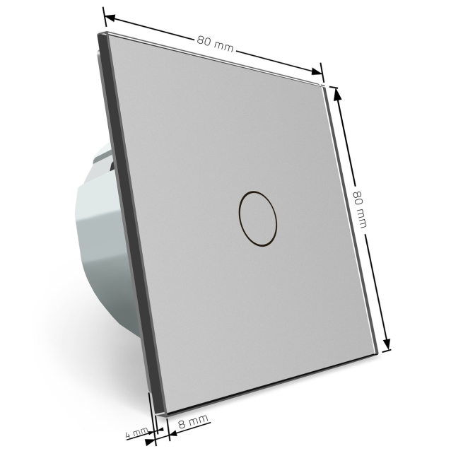 Сенсорный радиоуправляемый выключатель Livolo серый стекло + пульт-брелок (VL-C701R-15/VL-RMT-02)