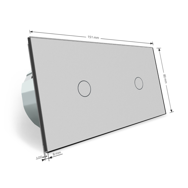 Сенсорный радиоуправляемый выключатель 2 канала (1-1) Livolo серый стекло (VL-C701R/C701R-15)