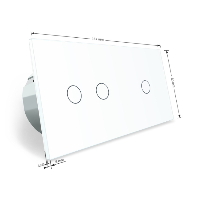 Сенсорный радиоуправляемый выключатель 3 канала (1-2) Livolo белый стекло (VL-C701R/C702R-11)