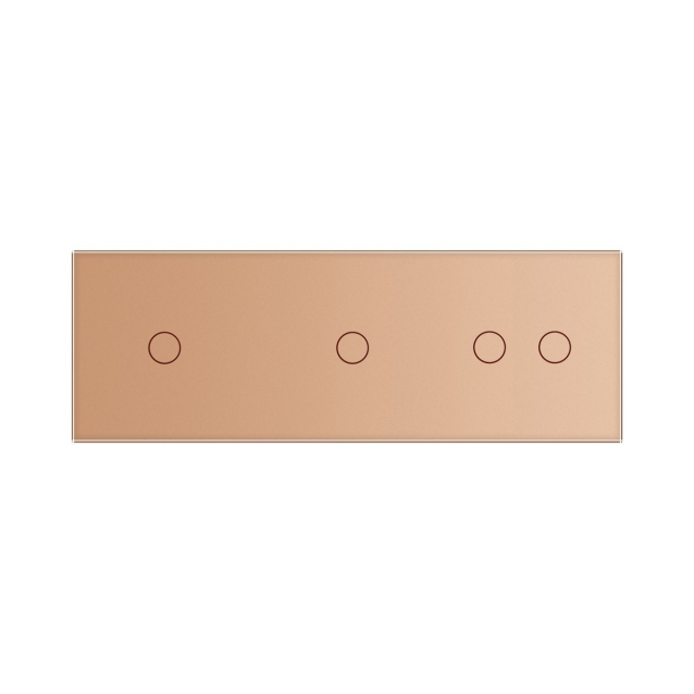 Сенсорный радиоуправляемый выключатель Livolo 4 канала (1-1-2) золото стекло (VL-C701R/C701R/C702R-13)