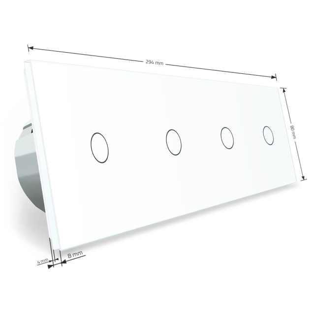 Сенсорный радиоуправляемый выключатель Livolo 4 канала (1-1-1-1) белый стекло (VL-C704R-11)