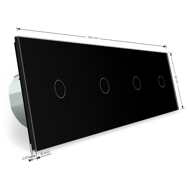 Сенсорный радиоуправляемый выключатель Livolo 4 канала (1-1-1-1) черный стекло (VL-C704R-12)