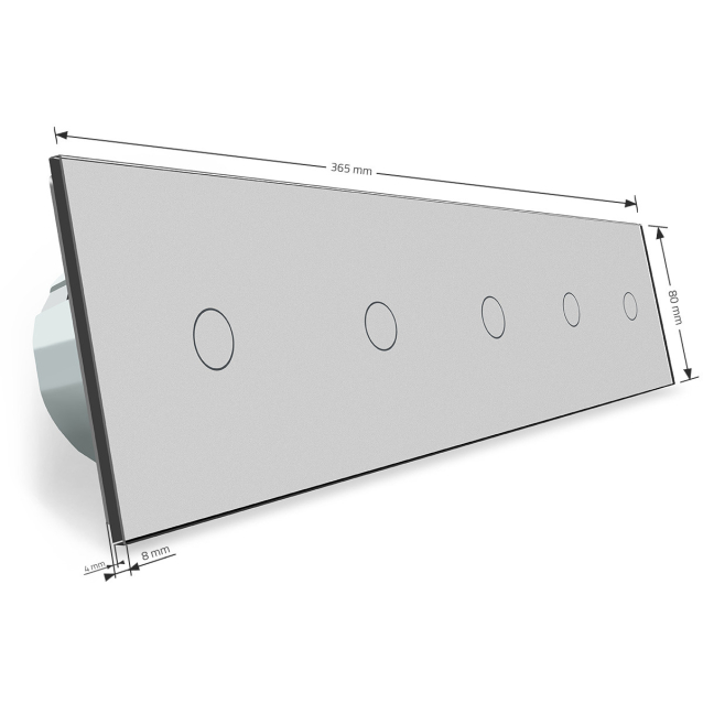Сенсорный радиоуправляемый выключатель Livolo 5 канала (1-1-1-1-1) серый стекло (VL-C705R-15)