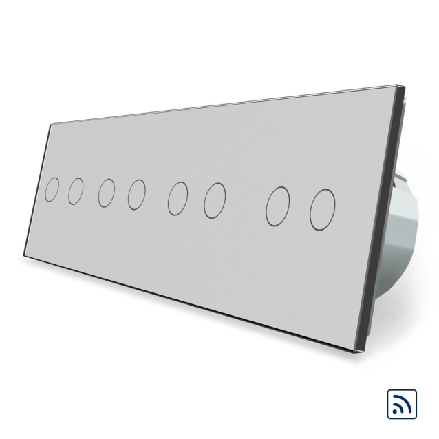 Сенсорный радиоуправляемый выключатель Livolo 8 канала (2-2-2-2) серый стекло (VL-C708R-15)
