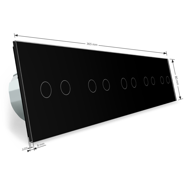 Сенсорный радиоуправляемый выключатель Livolo 10 канала (2-2-2-2-2) черный стекло (VL-C710R-12)