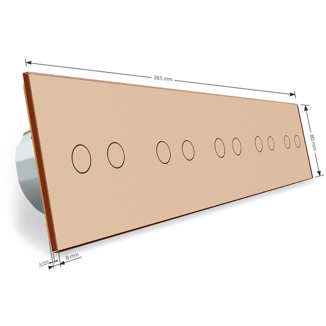 Сенсорный радиоуправляемый выключатель Livolo 10 канала (2-2-2-2-2) золото стекло (VL-C710R-13)