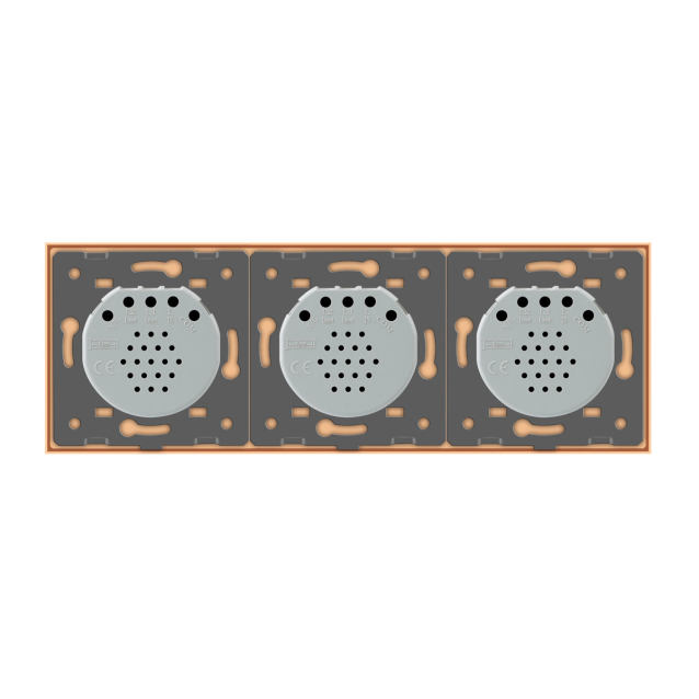Сенсорный радиоуправляемый выключатель Livolo 5 каналов (1-2-2) золото стекло (VL-C701R/C702R/C702R-13)