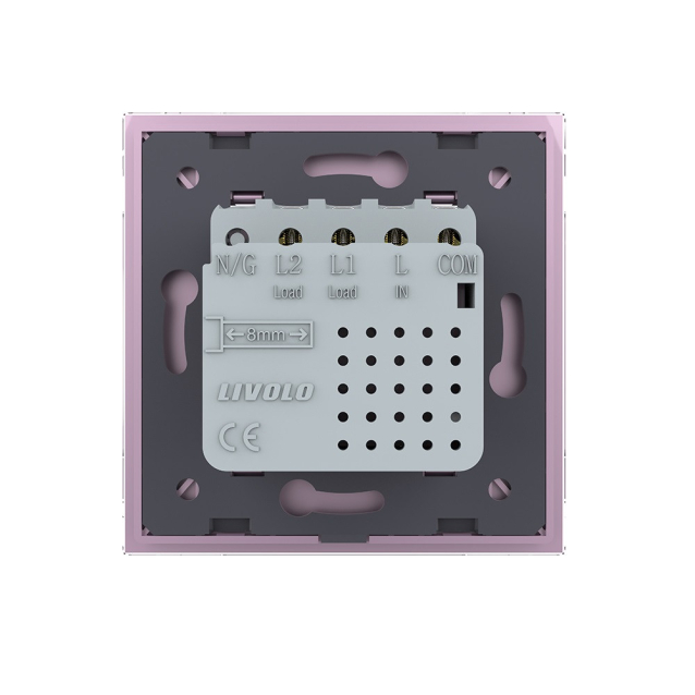 Сенсорный радиоуправляемый выключатель Livolo Sense 2 канала розовый (722100217)