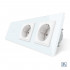 Сенсорный радиоуправляемый выключатель с двумя розетками Livolo белый стекло (VL-C701R/C7C2EU-11)