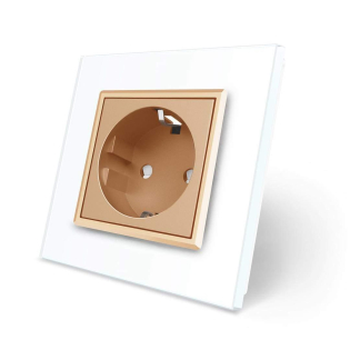 Розетка с заземлением Livolo белый золото стекло (VL-C7C1EU-11/13) Розетка с заземлением Livolo белый золото стекло (VL-C7C1EU-11/13)