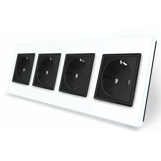 Розетка четырехместная с заземлением Livolo белый черный стекло (VL-C7C4EU-11/12) Розетка четырехместная с заземлением Livolo белый черный стекло (VL-C7C4EU-11/12)