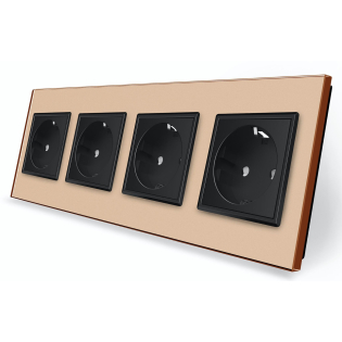 Розетка четырехместная с заземлением Livolo золото черный (VL-C7C4EU-13/12) Розетка четырехместная с заземлением Livolo золото черный (VL-C7C4EU-13/12)