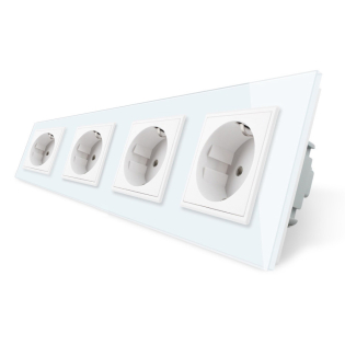 Розетка четырехместная с заземлением Livolo 16А белый стекло (VL-C7C4EU-11) Розетка четырехместная с заземлением Livolo 16А белый стекло (VL-C7C4EU-11)