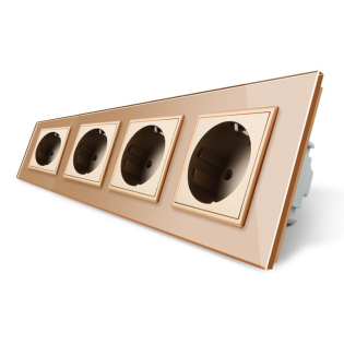 Розетка четырехместная с заземлением Livolo 16А золото стекло (VL-C7C4EU-13) Розетка четырехместная с заземлением Livolo 16А золото стекло (VL-C7C4EU-13)