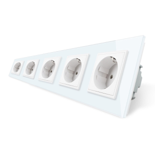 Розетка пятиместная с заземлением Livolo 16А белый стекло (VL-C7C5EU-11) Розетка пятиместная с заземлением Livolo 16А белый стекло (VL-C7C5EU-11)