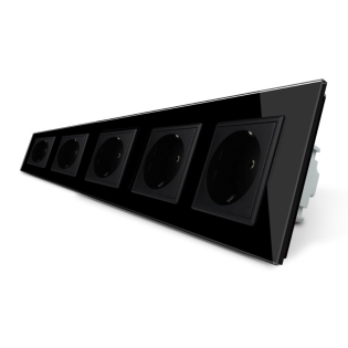 Розетка пятиместная с заземлением Livolo 16А черный стекло (VL-C7C5EU-12) Розетка пятиместная с заземлением Livolo 16А черный стекло (VL-C7C5EU-12)