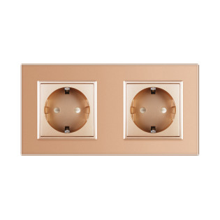 Розетка двойная с заземлением Livolo 16А золото стекло (VL-C7C2EU-13) Розетка двойная с заземлением Livolo 16А золото стекло (VL-C7C2EU-13)