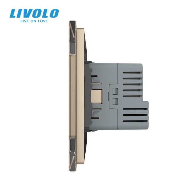 Электрическая розетка с портом USB-C золотой Livolo (VL-C7CTF16A.UC18W-2AP)