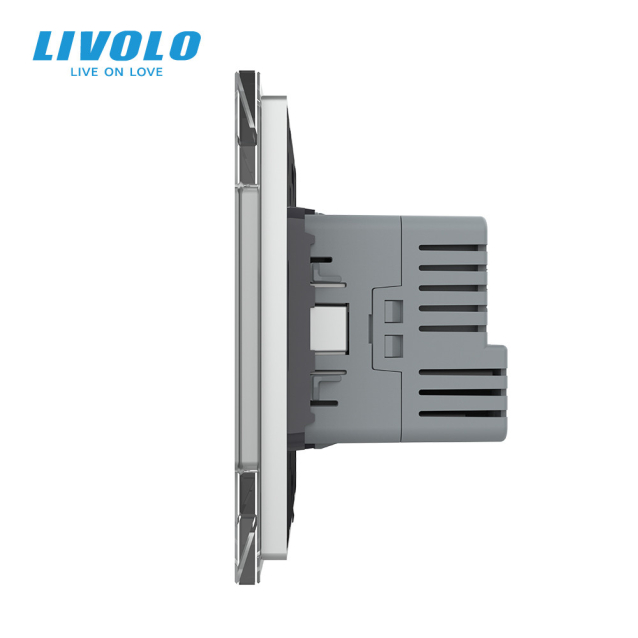 Электрическая розетка с портом USB-C серый Livolo (VL-C7CTF16A.UC18W-2IP)