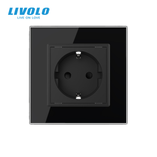 Розетка с заземлением черный стекло Livolo (VL-C7FCTC16A-2BPS01) Розетка с заземлением черный стекло Livolo (VL-C7FCTC16A-2BPS01)