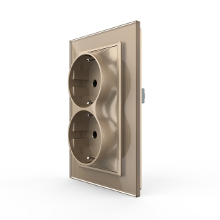 Розетка двойная с заземлением Livolo золотой стекло (VL-C7CTF16A.TF16A-AP) Розетка двойная с заземлением Livolo золотой стекло (VL-C7CTF16A.TF16A-AP)