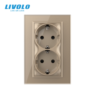 Розетка двойная с заземлением Livolo золотой стекло (VL-C7CTF16A.TF16A-AP) Розетка двойная с заземлением Livolo золотой стекло (VL-C7CTF16A.TF16A-AP)