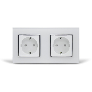 Розетка двойная с заземлением Livolo белый хром стекло (VL-C7C2EU-11C) Розетка двойная с заземлением Livolo белый хром стекло (VL-C7C2EU-11C)