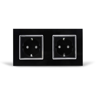 Розетка двойная с заземлением Livolo черный хром стекло (VL-C7C2EU-12C) Розетка двойная с заземлением Livolo черный хром стекло (VL-C7C2EU-12C)