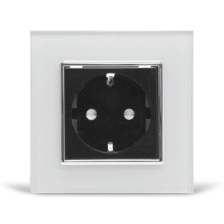 Розетка с заземлением Livolo белый черный хром стекло (VL-C7C1EU-11/12C) Розетка с заземлением Livolo белый черный хром стекло (VL-C7C1EU-11/12C)