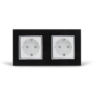 Розетка двойная с заземлением Livolo черный белый хром стекло (VL-C7C2EU-12/11C) Розетка двойная с заземлением Livolo черный белый хром стекло (VL-C7C2EU-12/11C)