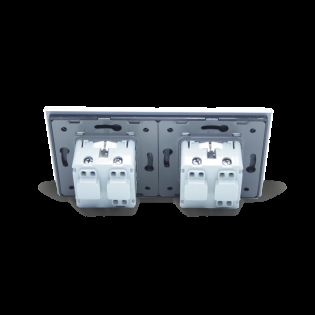 Розетка двойная с заземлением Livolo черный белый хром стекло (VL-C7C2EU-12/11C) Розетка двойная с заземлением Livolo черный белый хром стекло (VL-C7C2EU-12/11C)