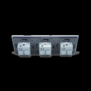 Розетка тройная с заземлением Livolo черный белый хром стекло (VL-C7C3EU-12/11C)