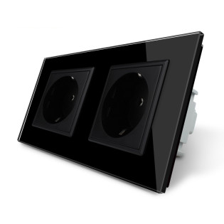 Розетка двойная с заземлением Livolo 16А черный стекло (VL-C7C2EU-12) Розетка двойная с заземлением Livolo 16А черный стекло (VL-C7C2EU-12)