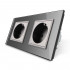 Розетка двойная с заземлением Livolo 16А серый стекло (VL-C7C2EU-15)