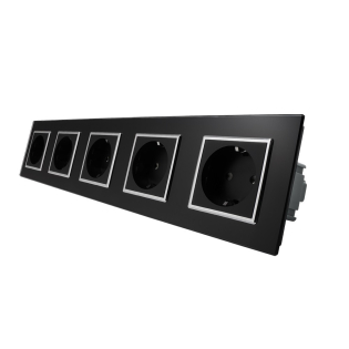 Розетка пятиместная с заземлением Livolo черный хром стекло (VL-C7C5EU-12C) Розетка пятиместная с заземлением Livolo черный хром стекло (VL-C7C5EU-12C)