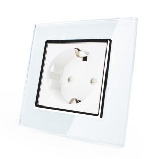 Розетка с заземлением Livolo белый хром стекло (VL-C7C1EU-11C) Розетка с заземлением Livolo белый хром стекло (VL-C7C1EU-11C)