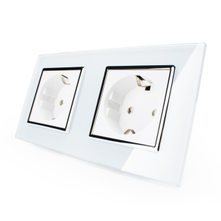 Розетка двойная с заземлением Livolo белый хром стекло (VL-C7C2EU-11C) Розетка двойная с заземлением Livolo белый хром стекло (VL-C7C2EU-11C)