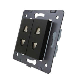 Механизм Универсальная двойная розетка Livolo 2 стандарта в 1 черный (VL-C7-C2A-12) Механизм Универсальная двойная розетка Livolo 2 стандарта в 1 черный (VL-C7-C2A-12)