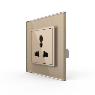 Розетка универсальная 13 стандартов в 1 золото стекло Livolo (VL-C7C1C-13)