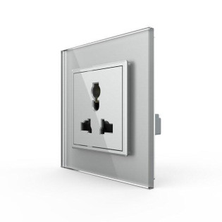 Розетка универсальная 13 стандартов в 1 серый стекло Livolo (VL-C7C1C-15)