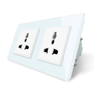 Розетка двухместная универсальная белый стекло Livolo (VL-C7FCT22-4WP) Розетка двухместная универсальная белый стекло Livolo (VL-C7FCT22-4WP)