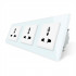 Розетка трехместная универсальная белый стекло Livolo (VL-C7FCT22-6WP)